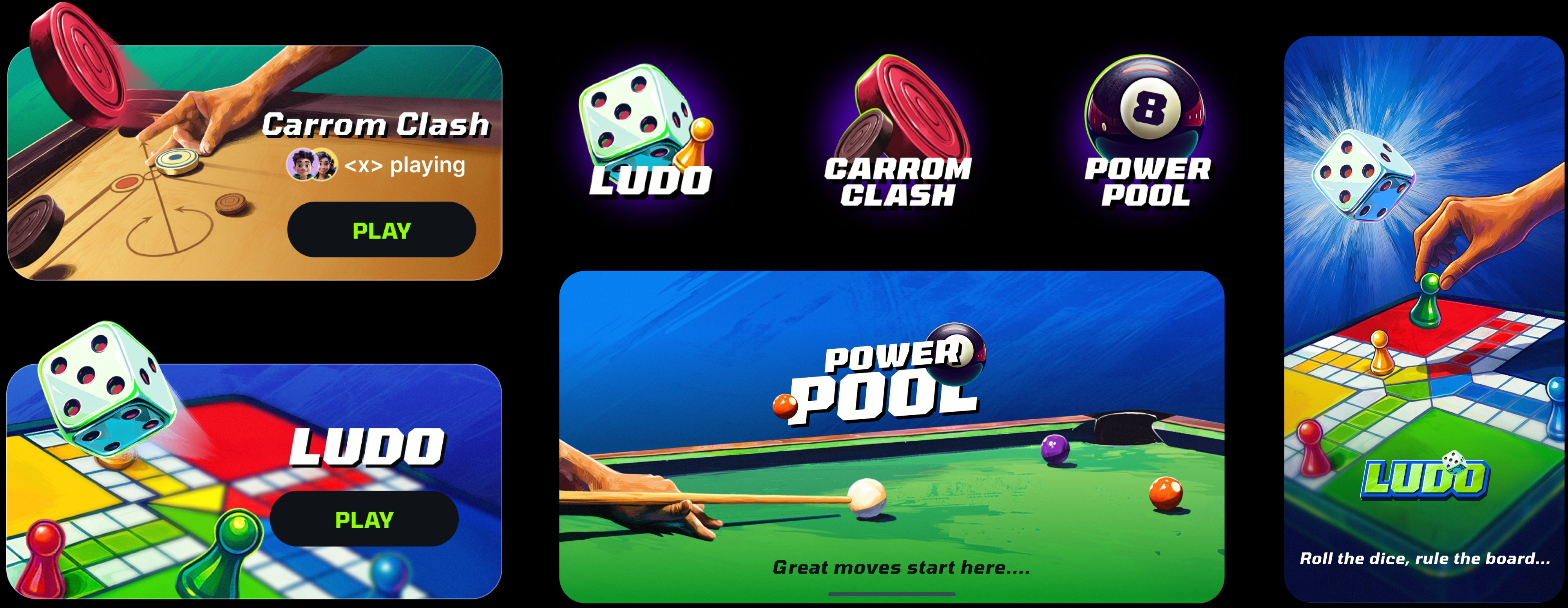 Logos, cards and key art per game