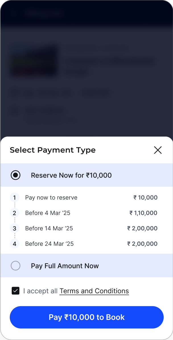 Selecting a payment type
