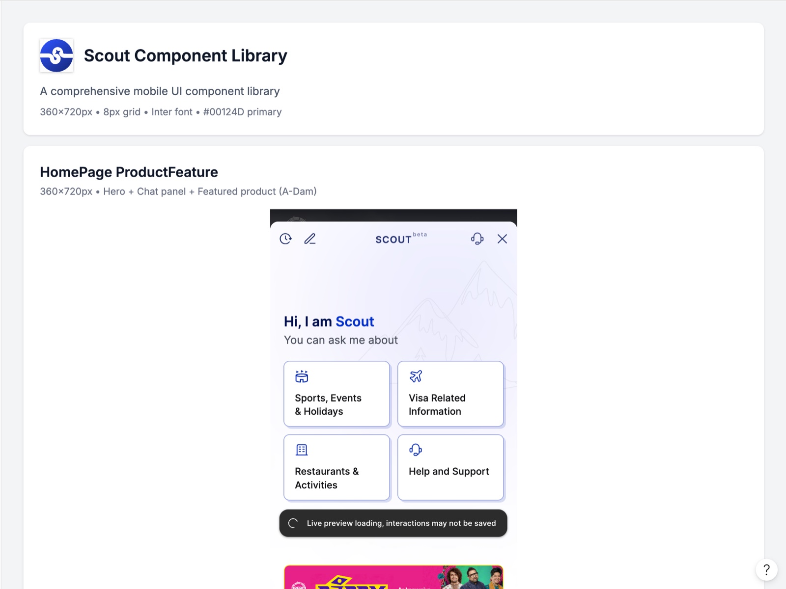AGUI library overview with shared grid, type scale and colour tokens