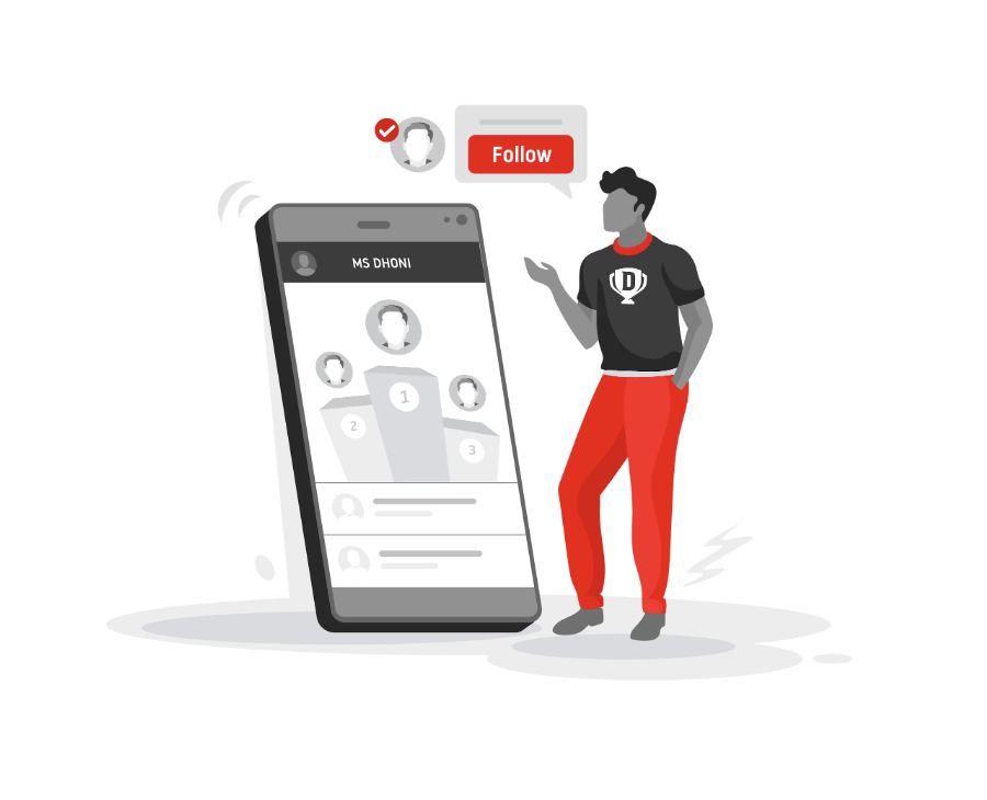 Illustration of a player being followed on a leaderboard profile