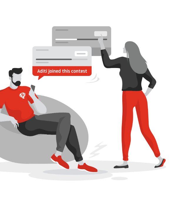 Illustration of two friends reacting to a contest-joined notification