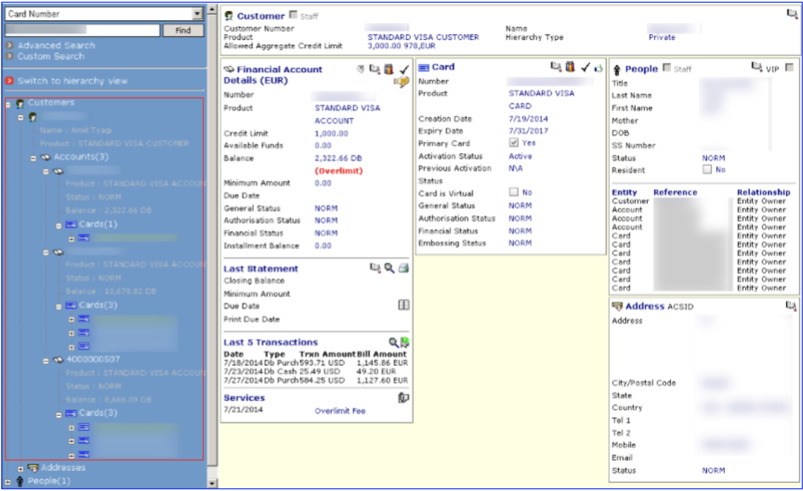 The legacy TSYS Prime interface, dense and driven by database structure